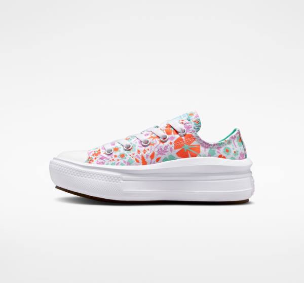 Tenis Cano Baixo Converse Chuck Taylor All Star Move Plataforma Paper Floral Branco Luz | CV-923SPN