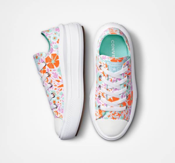 Tenis Cano Baixo Converse Chuck Taylor All Star Move Plataforma Paper Floral Branco Luz | CV-923SPN