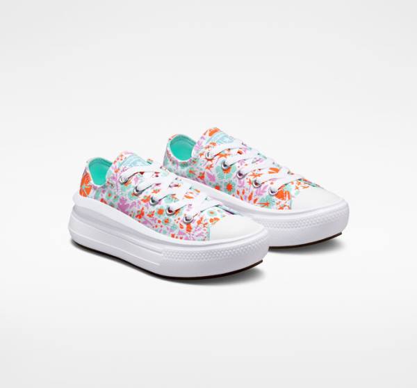 Tenis Cano Baixo Converse Chuck Taylor All Star Move Plataforma Paper Floral Branco Luz | CV-923SPN