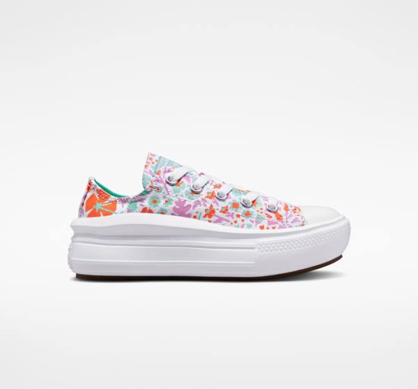 Tenis Cano Baixo Converse Chuck Taylor All Star Move Plataforma Paper Floral Branco Luz | CV-923SPN