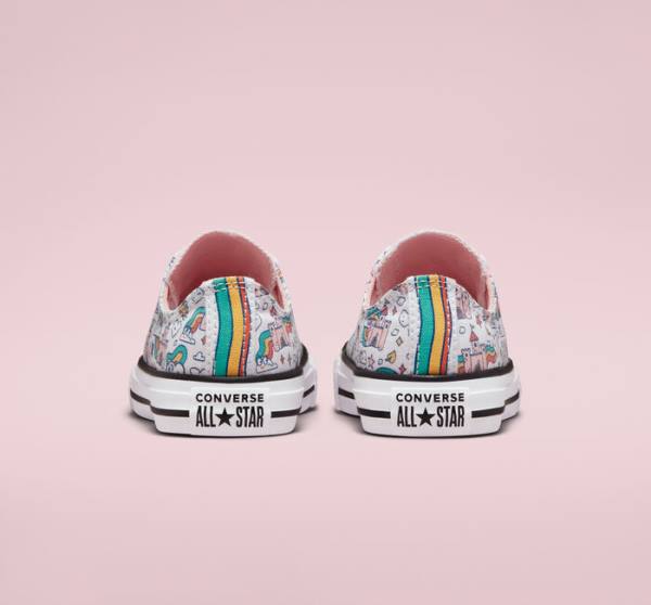 Tenis Cano Baixo Converse Chuck Taylor All Star Rainbow Castles Branco Rosa Turquesa | CV-958EKR