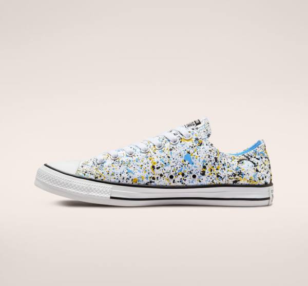 Tenis Cano Baixo Converse Chuck Taylor All Star Archive Paint Splatter Branco Azuis | CV-978NGC