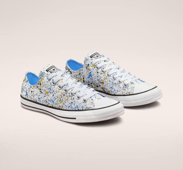 Tenis Cano Baixo Converse Chuck Taylor All Star Archive Paint Splatter Branco Azuis | CV-978NGC