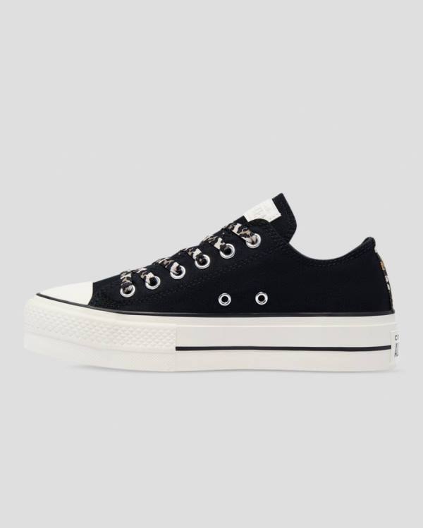 Tenis Cano Baixo Converse Chuck Taylor Lift Archive Print Plataforma Pretas | CV-945HFK