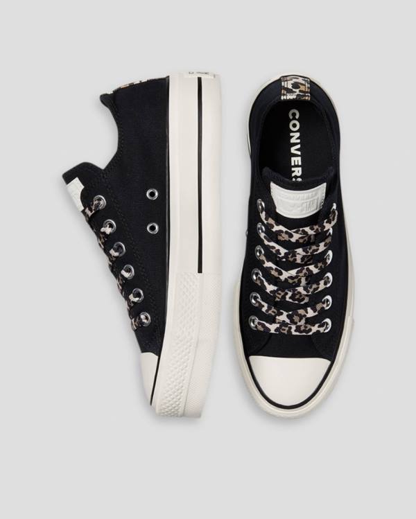 Tenis Cano Baixo Converse Chuck Taylor Lift Archive Print Plataforma Pretas | CV-945HFK