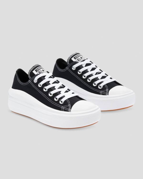 Tenis Cano Baixo Converse Chuck Taylor Move Plataforma Pretas | CV-358WPV