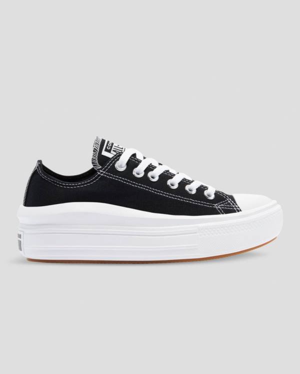 Tenis Cano Baixo Converse Chuck Taylor Move Plataforma Pretas | CV-358WPV