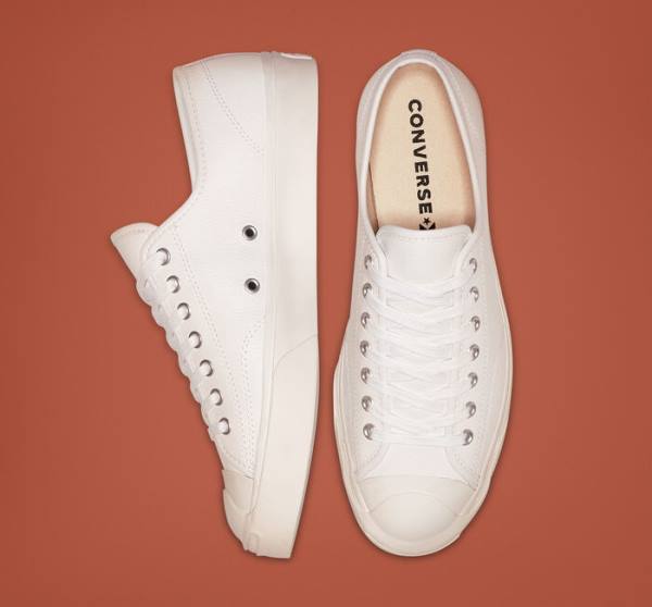 Tenis Cano Baixo Converse Jack Purcell Couro Branco Branco Branco | CV-146XDO