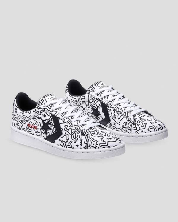 Tenis Cano Baixo Converse Keith Haring Pro Couro Branco Pretas Vermelhas | CV-059KQH