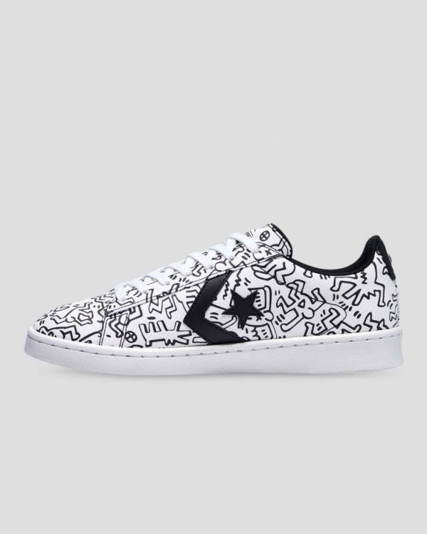 Tenis Cano Baixo Converse Keith Haring Pro Couro Branco Pretas Vermelhas | CV-059KQH