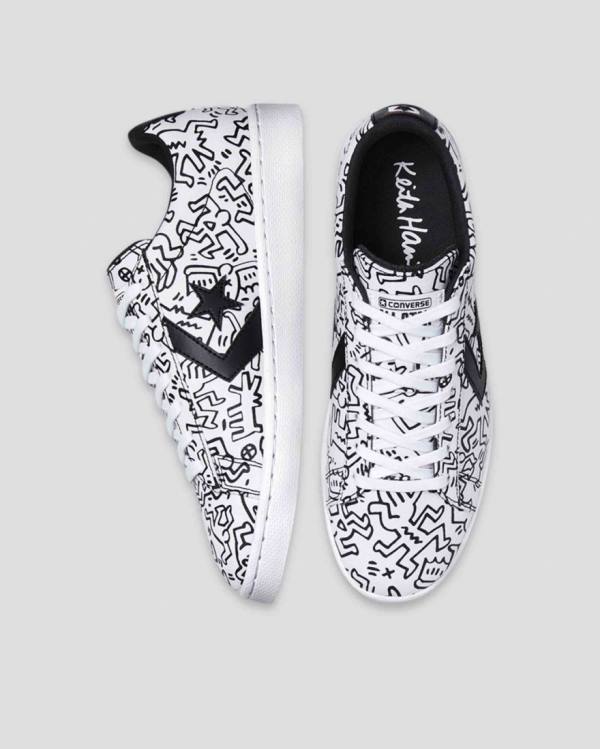 Tenis Cano Baixo Converse Keith Haring Pro Couro Branco Pretas Vermelhas | CV-059KQH