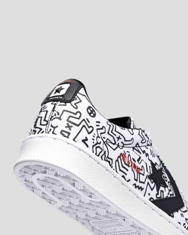 Tenis Cano Baixo Converse Keith Haring Pro Couro Branco Pretas Vermelhas | CV-651NJH