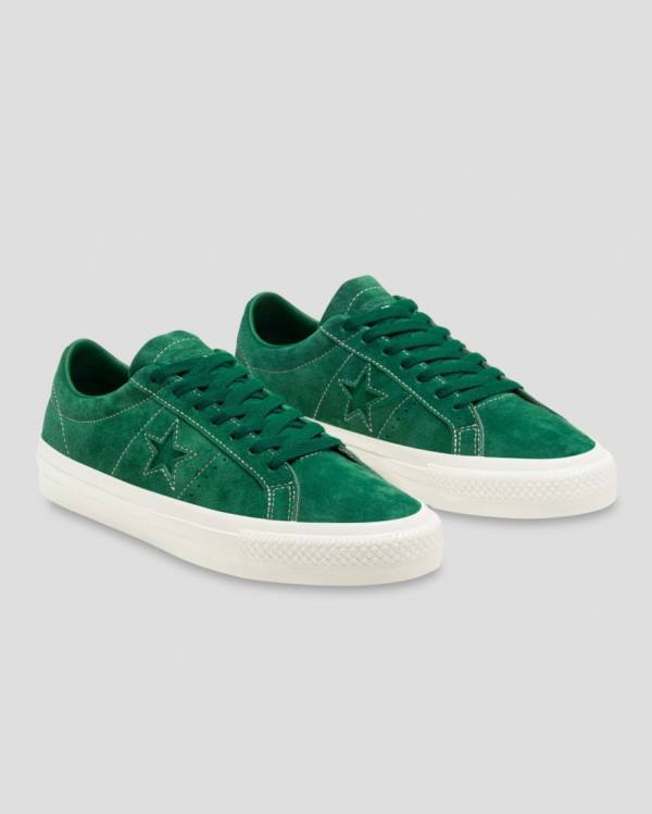 Tenis Cano Baixo Converse One Star Pro Pigskin Camurça Verdes | CV-568KDP