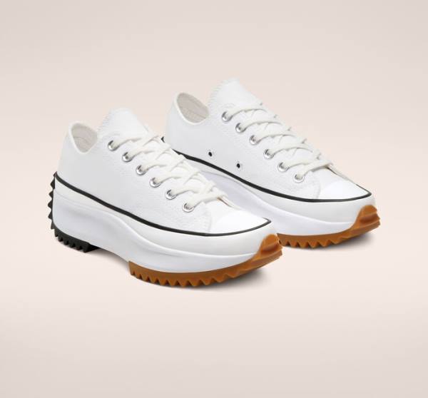 Tenis Cano Baixo Converse Run Star Hike Plataforma Branco Pretas | CV-691JWT