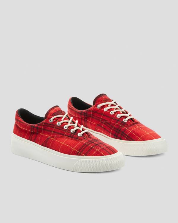 Tenis Cano Baixo Converse Skidgrip Twisted Plaid Vermelhas | CV-079PKA