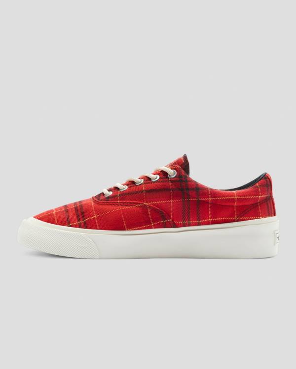 Tenis Cano Baixo Converse Skidgrip Twisted Plaid Vermelhas | CV-079PKA