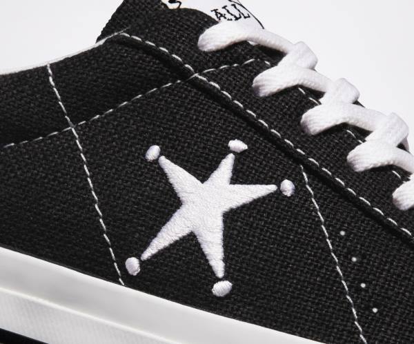 Tenis Cano Baixo Converse Stussy One Star Pretas Branco | CV-385RPL